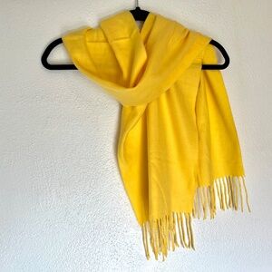 Soft Cashmere Blend Yellow Fringe Scarf